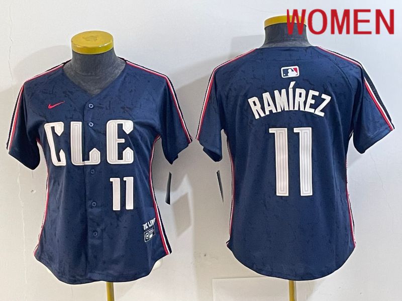 Women Cleveland Indians 11 Ramirez Blue City Edition Nike 2024 MLB Jersey style 10